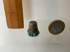 Rare Vintage  800 Silver Thimble With Turquoise Germany