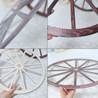 2 Pcs Vintage Wooden Wagon Wheel Decor  Rustic Garden Wall Hanging  12 Brown