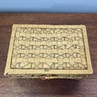 Wicker Woven Sewing Basket Made In Occupied Japan Lined Box W handle Vintage