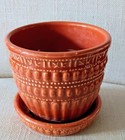 Vintage Mccoy Pottery Beaded Flower Pot Attached Saucer