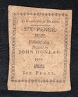 April 10  1777 6d Six Pence Pennsylvania Colonial Currency Note  b 