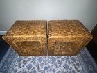Pair Of Vintage Rattan Storage Cubes Or Side Tables Mid Century Modern