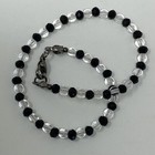Handmade Anklet Round Clear And Faceted Black Glass Beads Black Metal 9 75 