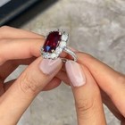 3 20ct Simulated Garnet Vintage Engagement Ring 14k White Gold Plated Silver