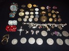 Estate Lot Grandma s Lot Vintage Sterling  Vtg Coins  Buttons  Watch    Bakelite