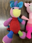 Handmade Crocheted Stuffed Animal Lot Of 3 Bear  Giraffe  Unicorn  Nice   