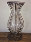 Caged Glass Vase Vintage Decorative Home Decor Flower Flowers Bouquet 11 5  Tall
