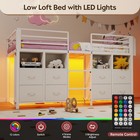 Twin Low Loft Bed With 8 Storage Drawers  Bookcase And Led Lights Kids Bed white