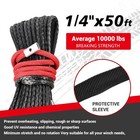 Synthetic Winch Rope Kit  1 4   X 50ft W  10000 Lbs Strength  Protective Sleeve