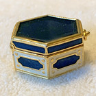Est  e Lauder Blue Enamel Hexagon Solid Perfume Compact Vintage Empty Pc3152