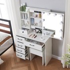 Makeup Vanity Desk With 10 Led Lights Mirror 6 Drawers Dressing Table Stool Set