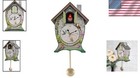 Charming Floral Stone Cuckoo Clock     Peaceful Garden Cottage Design  14x10