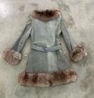 Vintage 60s 70s Penny Lane Daisy Jones Coat Fur Trim Suede Leather Jacket