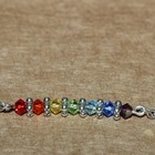 Vintage 925 Sterling Silver Rainbow Crystal Glass Bead Anklet 11  Long Pride