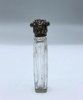 Vintage Miniature 1960s Etched La Castillere Clear Glass Perfume Bottle