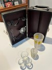 Vintage Travel Bar Kit Portable Bar Set  Bar Tools Glass With Recipes Free Ship