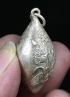 4cm Rare Old Chinese Miao Silver Feng Shui Flower Luck Pendant Necklace Bell