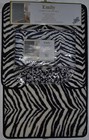 Zebra Stripe Bath Set rug contour Mat shower Curtain rings jungle safari new