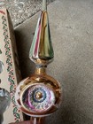 Vintage Mercury Glass Triple Indent Reflector Tree Topper 11 5    Poland W box