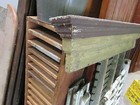 Circa 1880 Antique Salvage Red   Mustard Victorian Window Pediment Header 47 X10