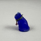 Antique Czech Glass Cobalt Blue French Bulldog Dog W  Collar Cracker Jack Charm