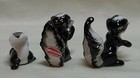 Vintage Lot Of 3 Skunk Miniature Momma And Babies Ceramic Figurine 1 3 4  Tall