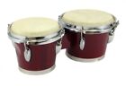 Zenison 7    8   Dark Red Wood Dual Bongo Drum Set Instrument With Tuning Key