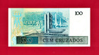 Rare 100 Cem Cruzados 1987 Brazil Unc Note  pick-211b  - Sign  Funaro   F  Gross