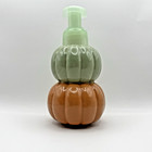 Bath   Body Works Stacked Pumpkin Hand Soap Holder Pump Dispenser Gold Leaves
