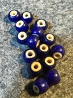 15 Cobalt Blue Indian Trade Beads White Hearts Huron Indian Great Lakes 1700 s