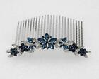 Gorgeous Navy Blue Rhinestone Crystal Floral Hair Comb