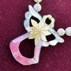 Ls Lee Sands Carved Mother Of Pearl Beaded Angel Necklace App 18  Beautiful     