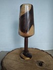 Irish Celtic Wedding Goblet Hand Carved Wood Cup Tall Rings Signed Rustic Decor