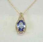2ct Oval Cut Blue Tanzanite Diamond Halo Pendant Necklace 14k Yellow Gold Finish