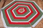 Handmade Crochet Christmas Tree Skirt Red  Green   Silvery-grey W detail 50 