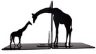 Pair Of Giraffe Family Silhouette Bookends Black Metal