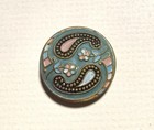 Antique Victorian Art Nouveau Fashion Clothing Enamel Button Floral Metal Paisle