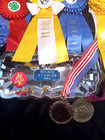 20 Horse Show Ribbons   2 Show Metals   1 Silver Plate Awards From Wisconsin