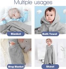 Baby Bath Towel Hooded Animal Themed Grey  Brown  White