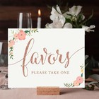 Wedding Party Signs Faux Rose Gold Glitter With Florals 8 5x11inch Favors Please