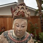 Rare Antique Chinese Carved Wood Polychrome Figure Est Qing Dynasty