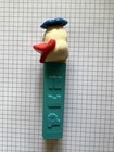 Vintage Pez 1970   s No-feet Duck W  Blue Flower Off-white Head Red Beak Teal Disp