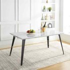 Stan 62 9 In  White Marble Rectangle Dining Table With 4 Legs  Seats 6