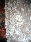 Antique 1930 s Extra Long Lace Curtain 113  X 48  Cotton Florals Scrolls White