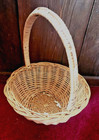 Vintage Wicker Basket - Large Round  - 11 Wide X 13 Tall  Rustic W handle