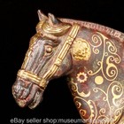 18   Old Chinese Dynasty Bronze Inlaying Gold 12 Zodiac Year Horse Statue