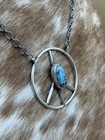 Native American Navajo Handmade Sterling Silver Turquoise Peace Hippie Necklace