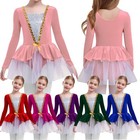 Girls Skirts Shiny Sequins Dress Ballet Leotard Velvet Costume Party Ballroom