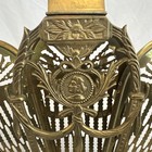 Vtg Peacock Fireplace Screen Brass Folding Fan Victorian Cameo Whimsy Goth