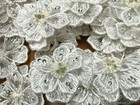 Embroidered Applique Layered Flowers 2 1 8  Hand Sewn Glass Beads 1pc White